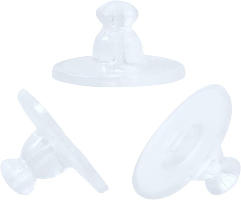 KASBEE Earring Backs, Silicone Earring Backings, Clear Rubber Earring Safety Back Stoppers, Soft Clutch Ear Locking with Pad (Pack of 100) - Image 1